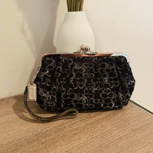 Coach Black Wristlet with Snap Closure